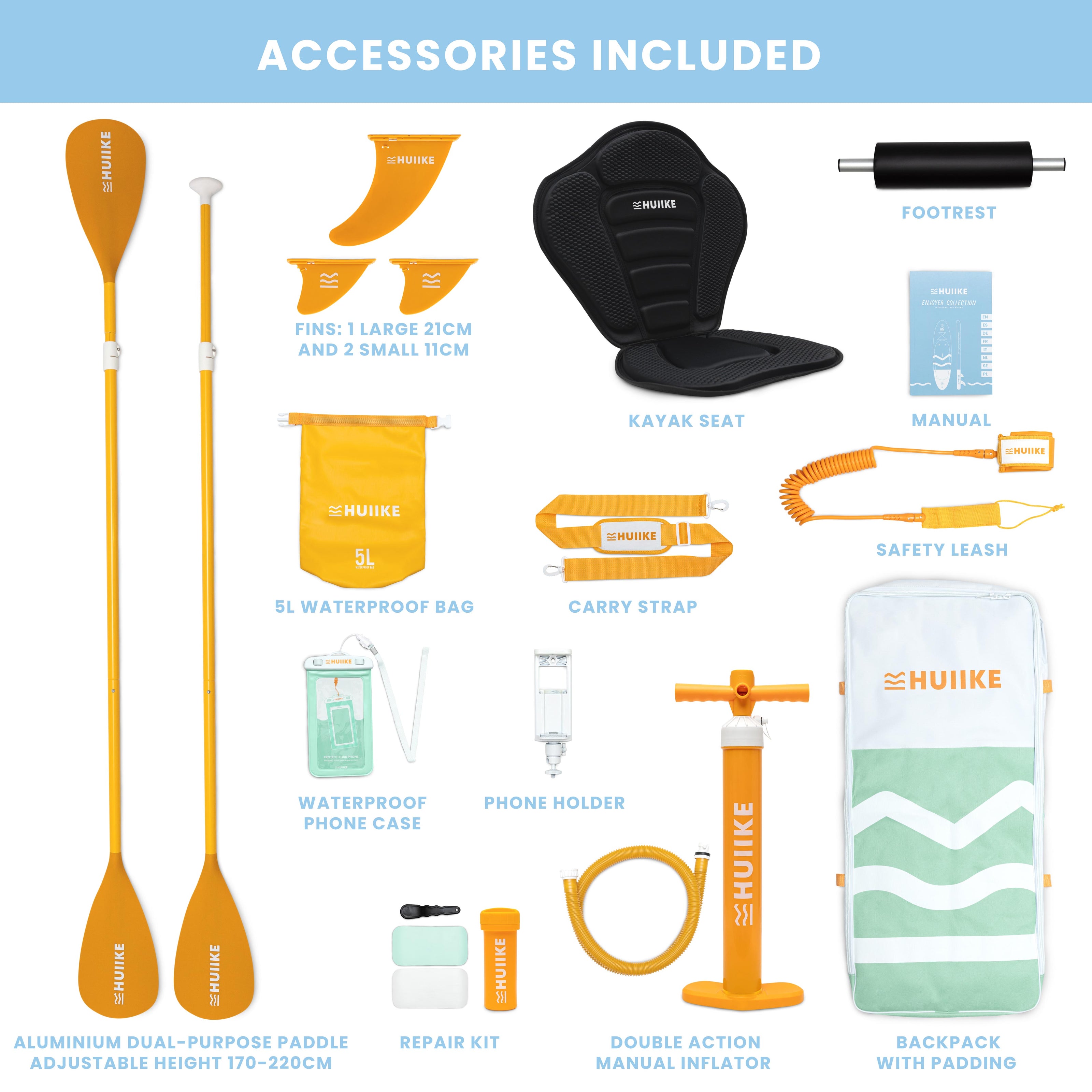 Marine Enjoyer – Tabla de Paddle Surf con accesorios Premium