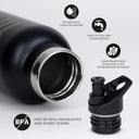 Stainless Steel Water Bottle 750 ml - Full Black